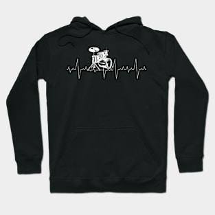 Drummer Musicien Drums Battement De Coeur Batteur Batterie Hoodie